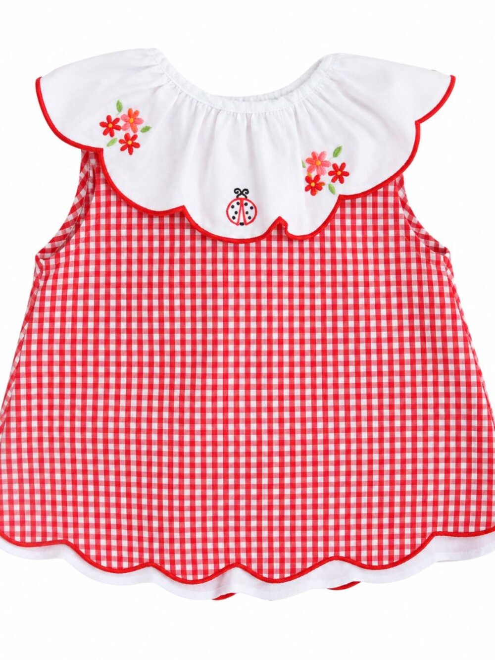 The Proper Peony Red Gingham Ladybug Top — 12M